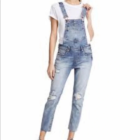 Blank NYC Slim Girlfriend Distressed Overalls Size 27 - Picture 4 of 8